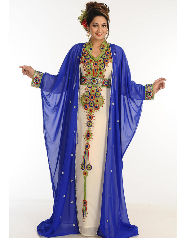 Trendy Multicolor Georgette Hand Zari Embroidery Kaftan